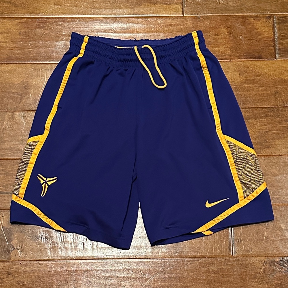 Nike Dri-Fit Kobe Bryant Basketball Shorts Mamba Lakers Blue Purple Gold Pockets